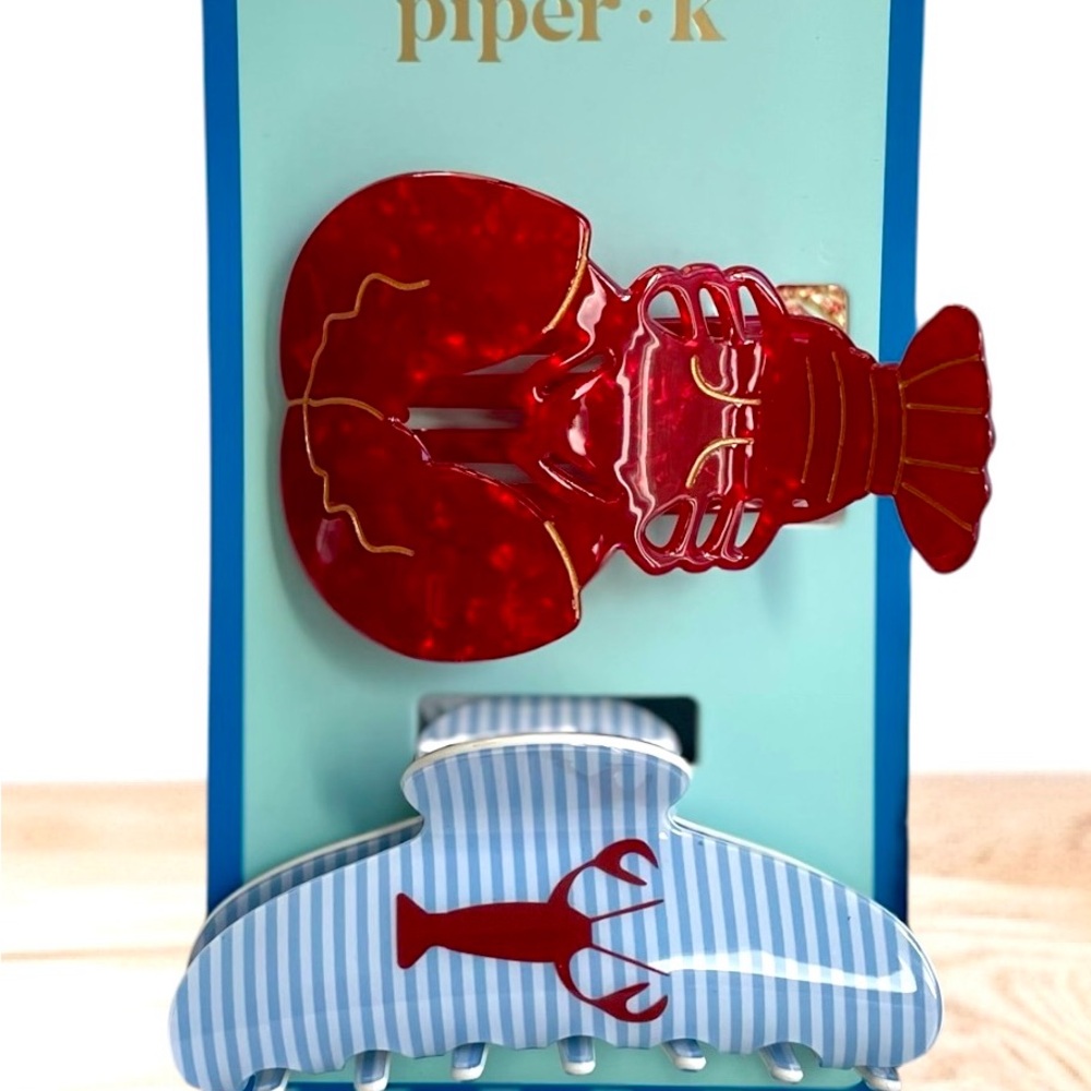 Piper k Red Blue White Lobster Hair Clip Set